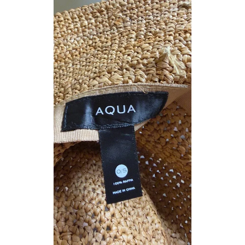 Aqua  Bucket  Hat  Tan  Raffia  One Size  New  $98